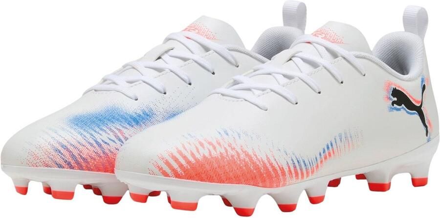 PUMA Future 8 Play Gras Kunstgras Voetbalschoenen (MG) Kids Wit Felrood Blauw - Foto 2