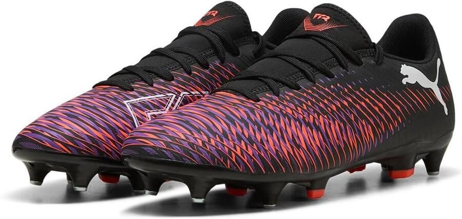 PUMA Future 8 Play MXSG Voetbalschoenen Black White Glowing Red Ijzeren Nop