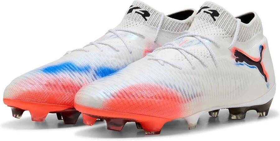 PUMA Future 8 Ultimate Gras Voetbalschoenen (FG) Wit Felrood Blauw