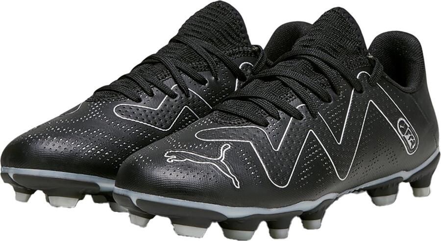 Puma Future Play Junior voetbalschoenen zwart zilver Imitatieleer 32.5