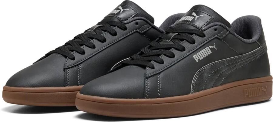 PUMA Heren Smash 3.0 Crafted Leather Sneakers Black -Moddy-Gray