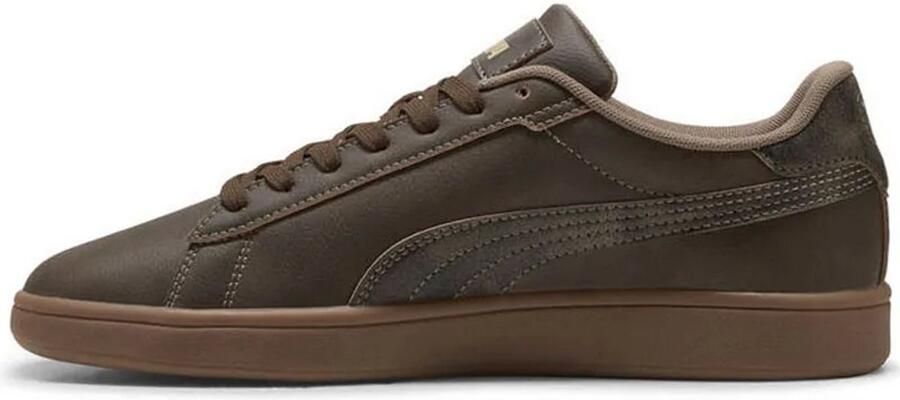 PUMA Heren Smash 3.0 Crafted Leather Sneakers Chocolate Totally Taupe