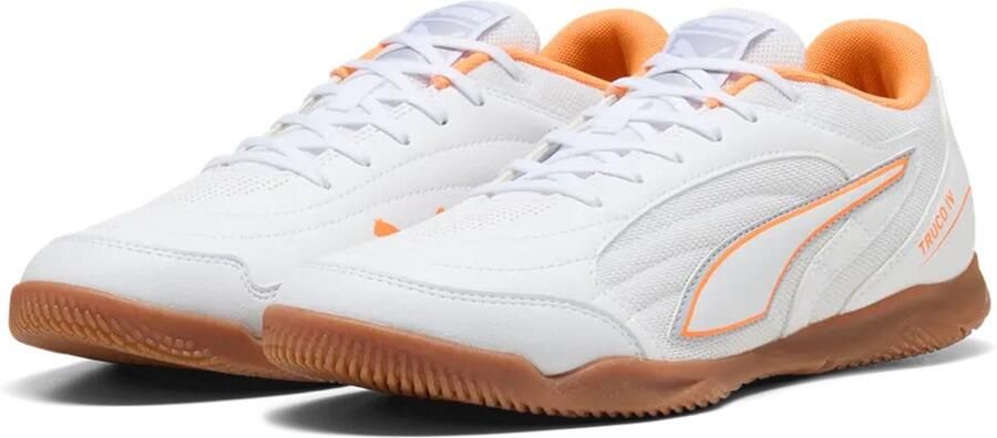 PUMA Heren Truco IV Voetbalschoen 108845 01 White-Orange Glow-Vibrant Silver