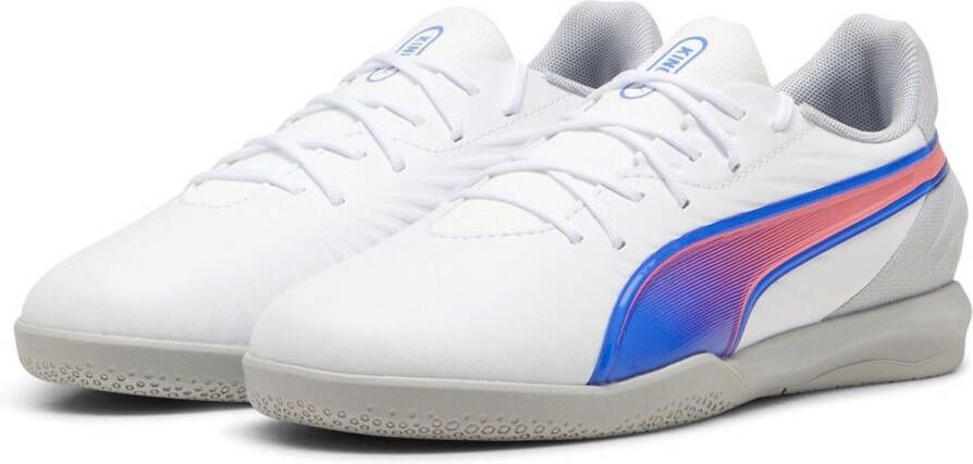 PUMA Kinder Fußballschuhe Low King Match IT Jr 108051 White-Bluemazing-Flat Light Gray