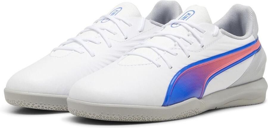 PUMA Kinder Fußballschuhe Low King Match IT Jr 108051 White-Bluemazing-Flat Light Gray