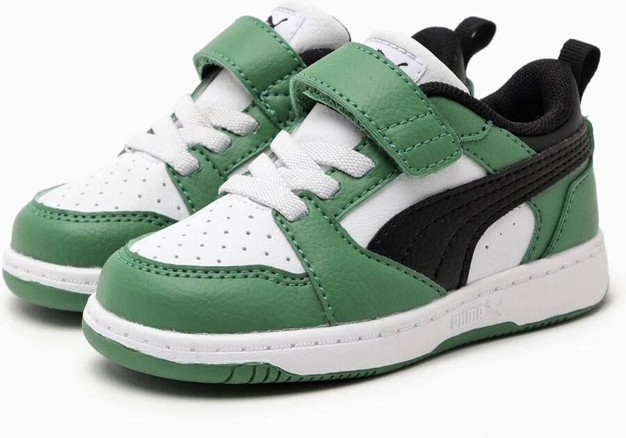 PUMA Kinder Schuhe Mid Rebound V6 Lo AC+ Inf 397420 White- Black-Archive Green - Foto 4