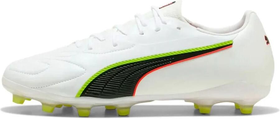 PUMA King 20 Match Gras Kunstgras Voetbalschoenen (MG) Wit Felrood Neongeel