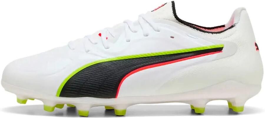 PUMA King 20 Ultimate Gras Kunstgras Voetbalschoenen (MG) Wit Felrood Neongeel