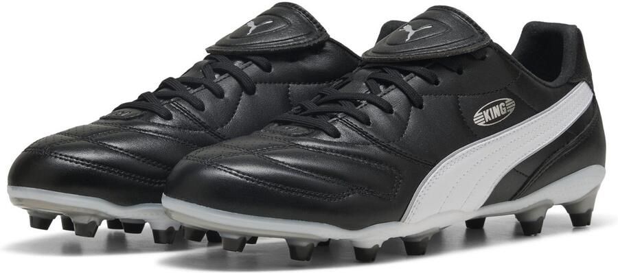 PUMA King Liga Gras Kunstgras Voetbalschoenen (MG) Zwart Zilver Wit