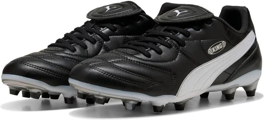 PUMA King Liga Gras Kunstgras Voetbalschoenen (MG) Zwart Wit Zilver