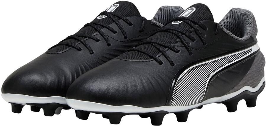 Puma Kin Match Jr. voetbalschoenen zwart wit antraciet Imitatieleer 38