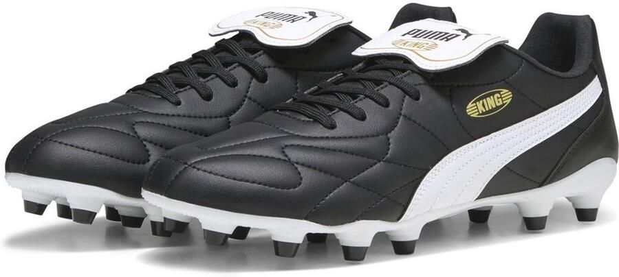 PUMA King Top Gras Kunstgras Voetbalschoenen (MG) Zwart Wit Goud