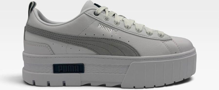 PUMA Mayze Leather Sneakers White Platinum Gray Dames