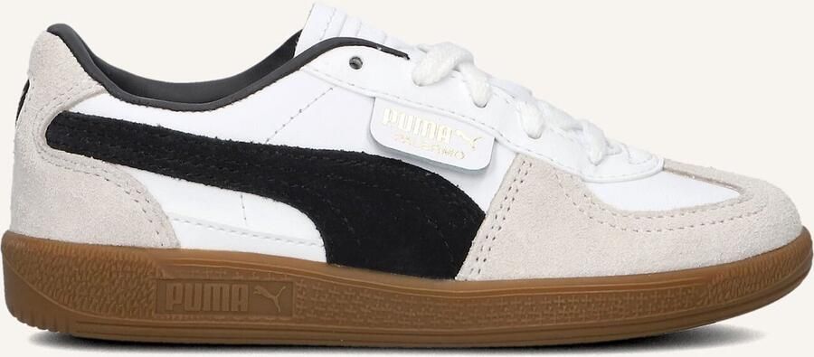 Puma Palermo leren sneakers wit lichtgrijs zwart