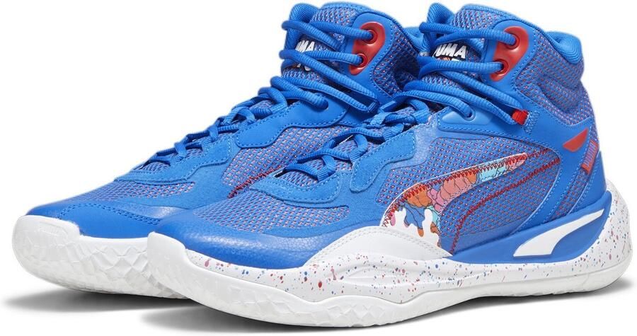 PUMA Playmaker Pro Mid Dylan Basketbalschoenen Blauw