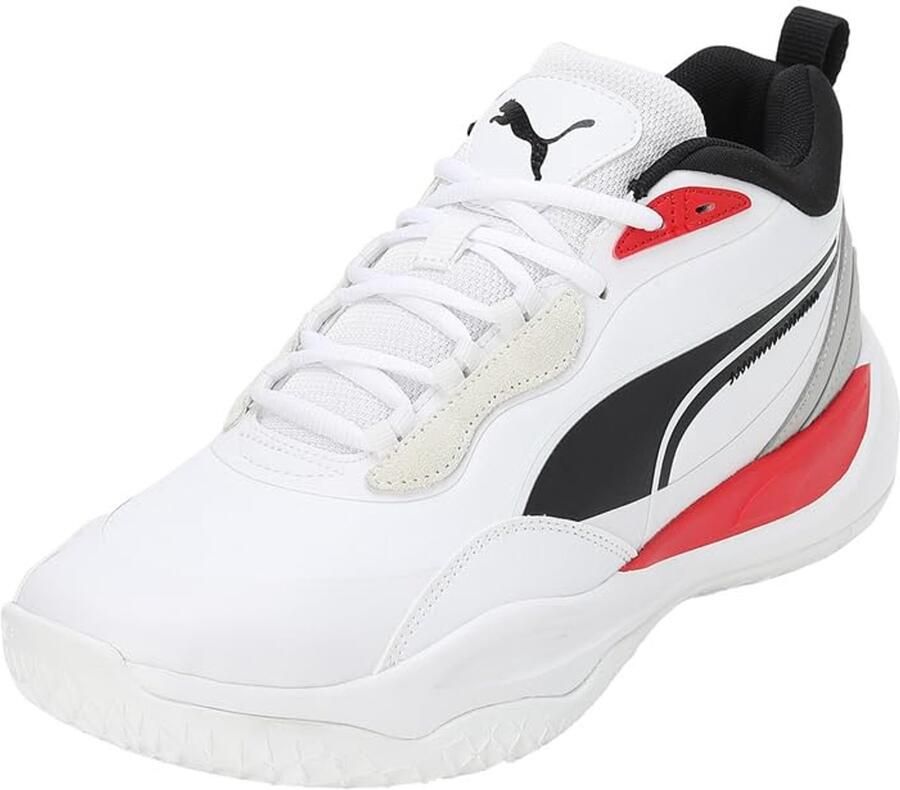 PUMA Playmaker Pro Plus Basketbalschoenen Wit Zwart Rood