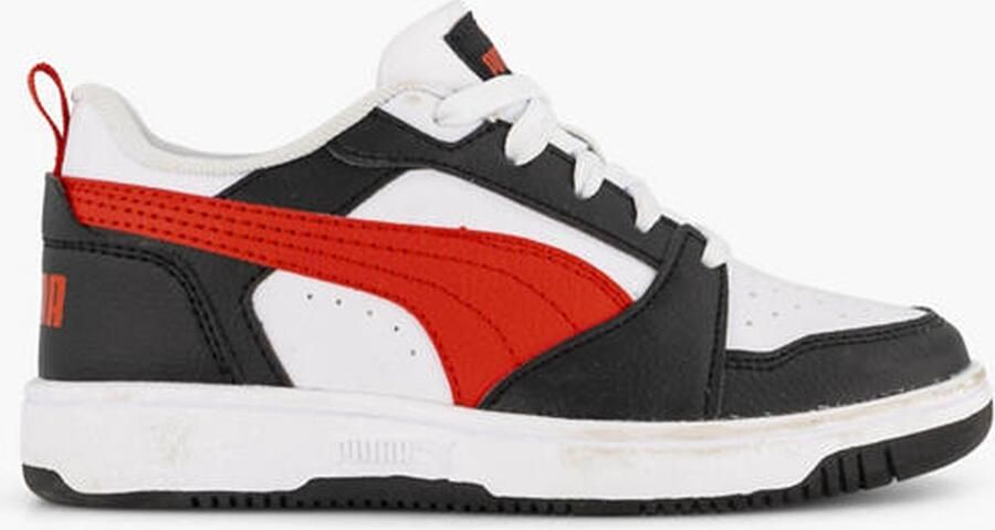 Puma Rebound V6 Lo sneakers wit rood zwart Jongens Meisjes Imitatieleer 28