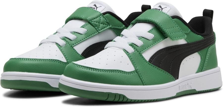 PUMA Kinder Schuhe Mid Rebound V6 Lo AC+ Inf 397420 White- Black-Archive Green - Foto 5