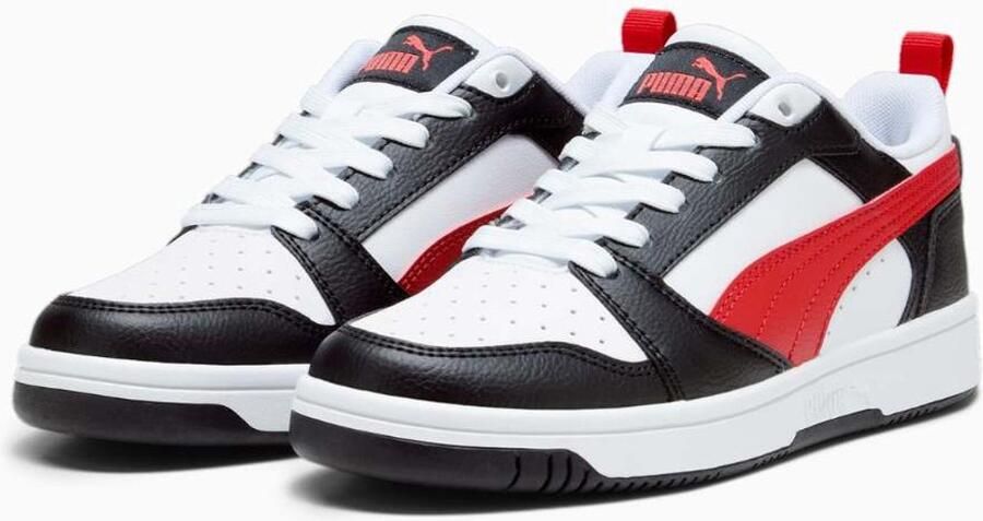Puma Rebound V6 Lo sneakers wit rood zwart Jongens Meisjes Imitatieleer 35 - Foto 3