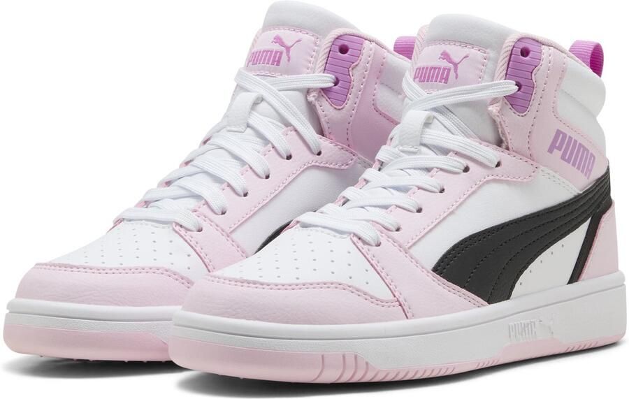 PUMA Rebound V6 Mid Jr Unisex Sneakers White- Black-Pearl Pink