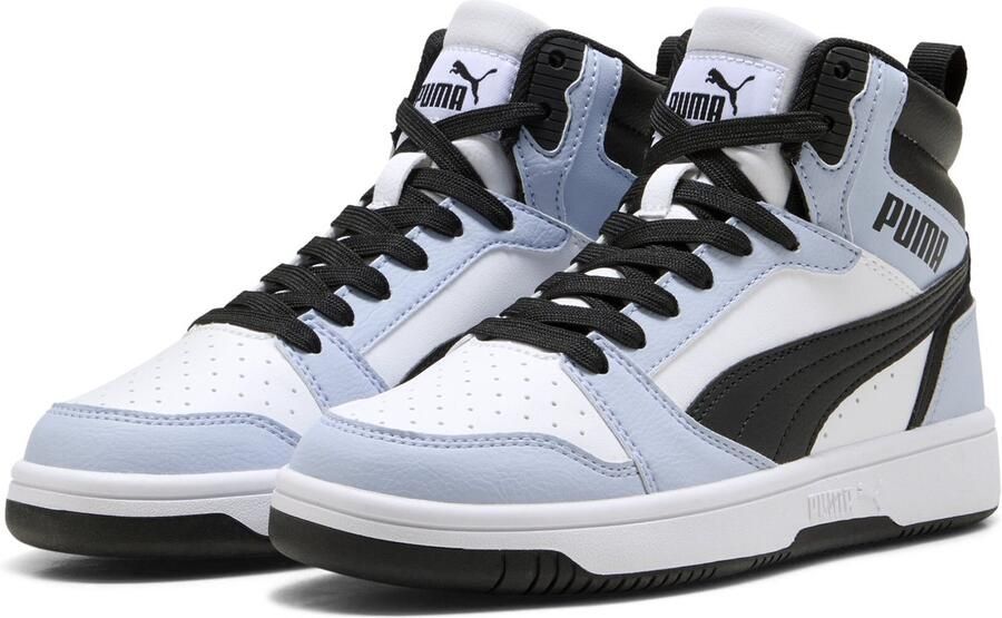 PUMA Rebound V6 Mid Jr Unisex Sneakers White-Snow Mountain Blue- Black