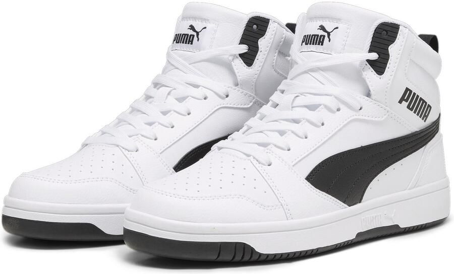 Puma Rebound v6 Mid V6 Mid sneakers lichtgrijs donkerblauw rood Jongens Meisjes Imitatieleer 39