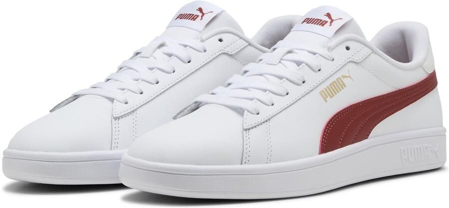 PUMA Smash 3.0 L Unisex Sneakers White-Bordeaux Red
