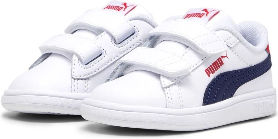 Puma Smash 3.0 sneakers wit donkerblauw rood Imitatieleer 33 - Foto 2