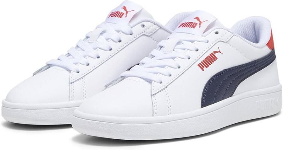 Puma Smash 3.0 sneakers wit donkerblauw rood Imitatieleer 35.5