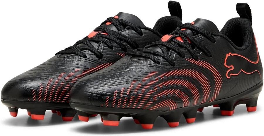 PUMA Teen FUTURE 9 PLAY IT JR Zaalvoetbalschoenen 108723 02 Black Glowing red Gray