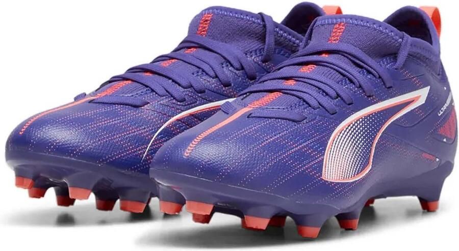 Puma Ultra 5 Match Jr. voetbalschoenen kobaltblauw wit koraalrood Imitatieleer 36