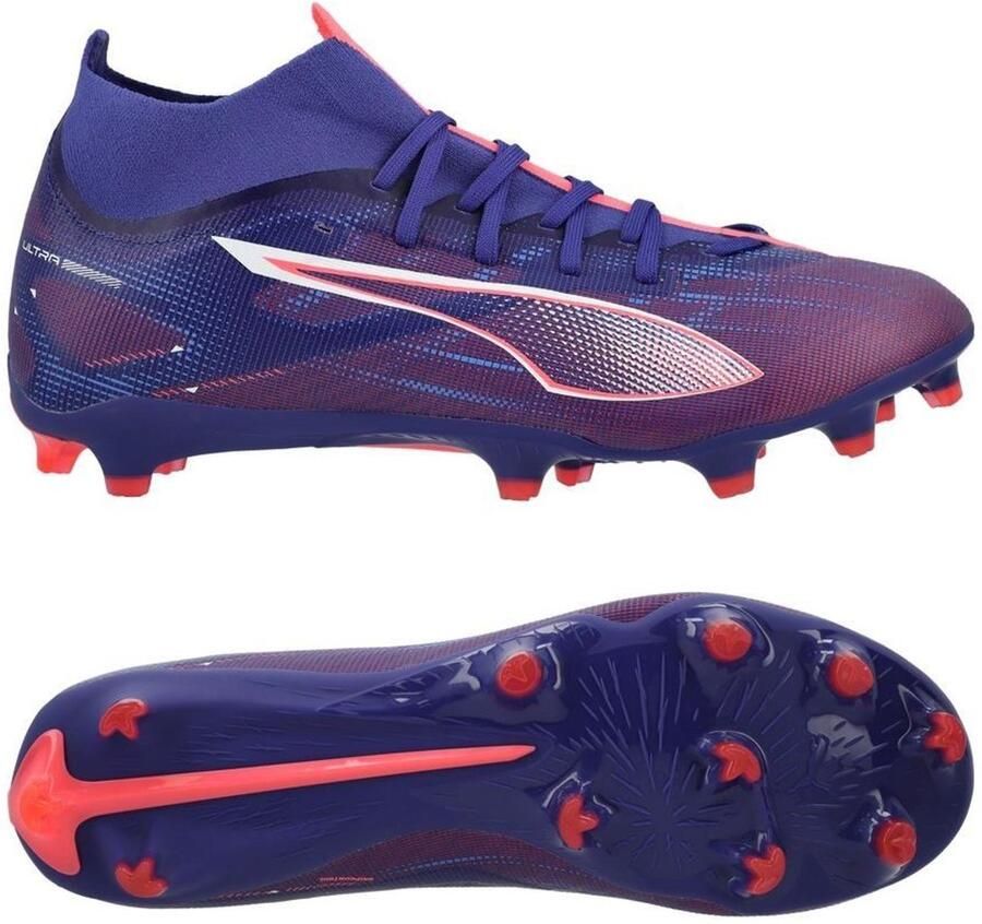 PUMA Ultra 5 Match+ FG AG Voetbalschoenen Lapis Lazuli White Sunset Glow