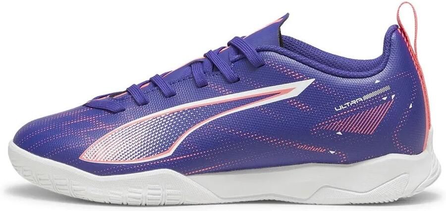 Puma Ultra 5 Play Jr. zaalvoetbalschoenen kobaltblauw wit koraalrood Imitatieleer 28