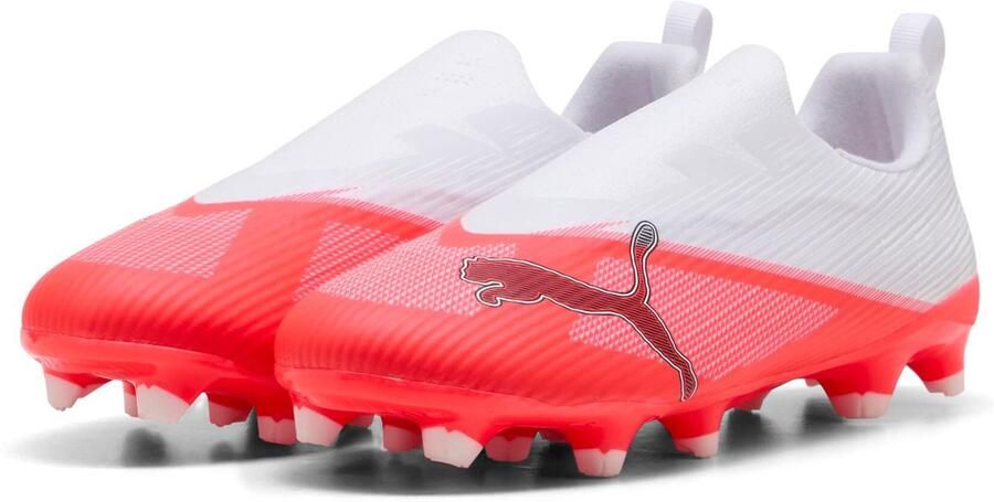 PUMA Ultra Nitro 7 Match Veterloze Gras Kunstgras Voetbalschoenen (MG) Kids Wit Felrood Zwart