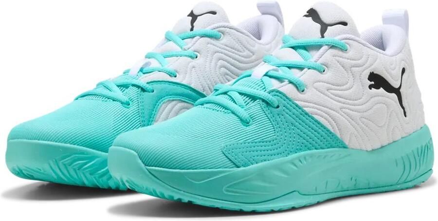 PUMA Unisex Court Pro 3 Mid Basketbalschoenen 313830-04 White Black Elektro Aqua