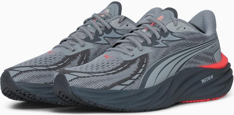 Puma Velocity Nitro 4 Sneakers Grijs Mesh Synthetisch