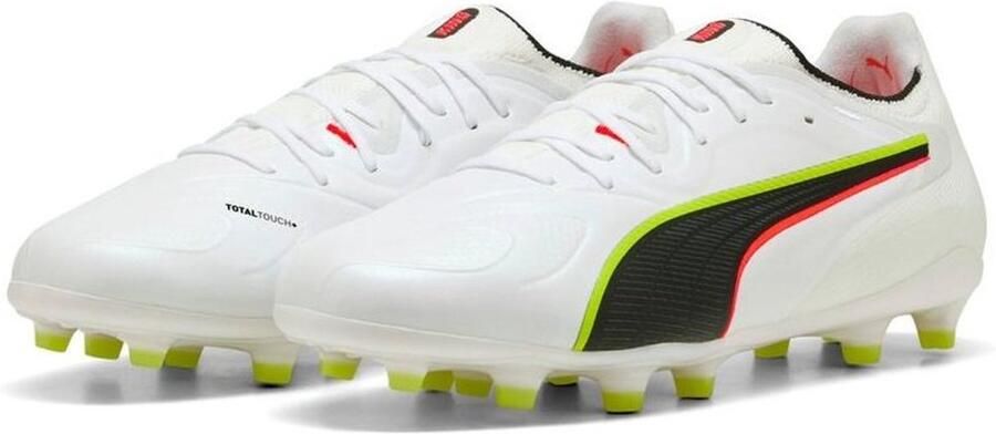 PUMA King 20 Ultimate Gras Kunstgras Voetbalschoenen (MG) Wit Felrood Neongeel - Foto 2