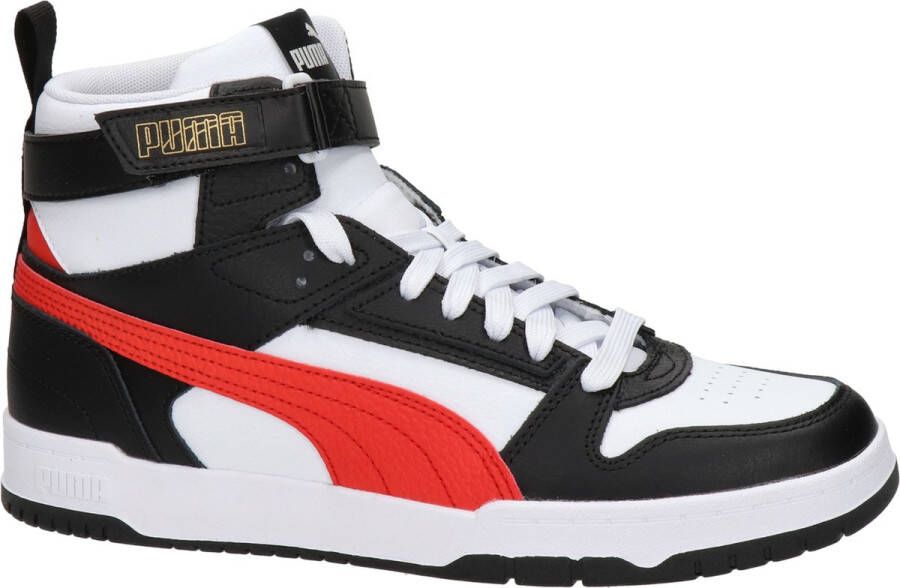 PUMA RBD Game Unisex Sneakers White HighRiskRed Black TeamGold