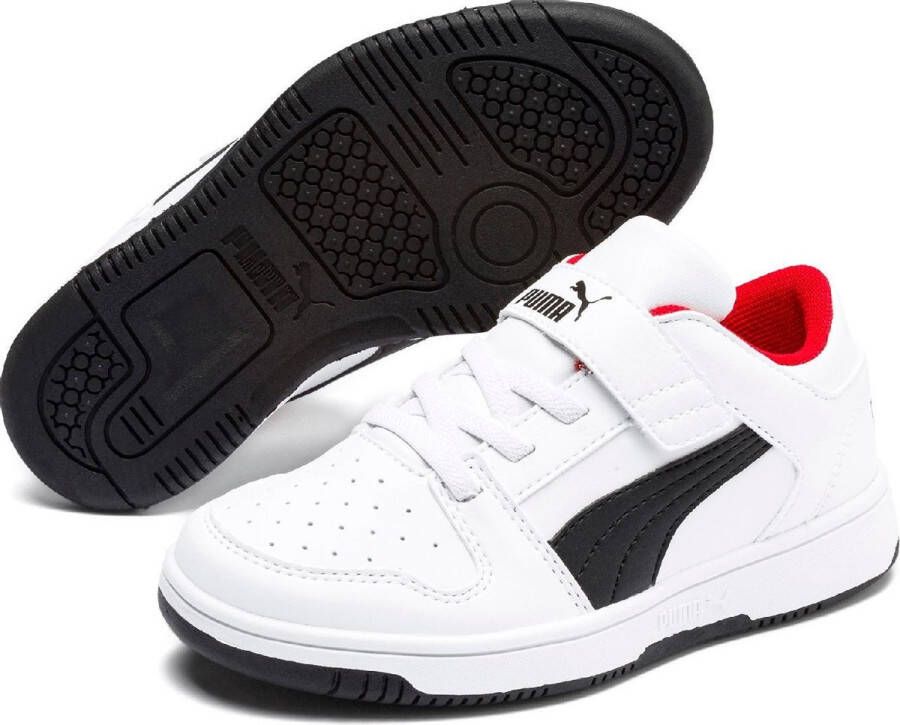 PUMA Rebound Layup Lo SL V Inf Sneakers Kinderen White- Black-High Risk Red - Foto 3