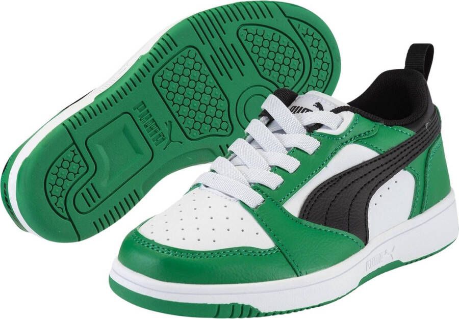 Puma Rebound V6 Lo sneakers wit zwart groen Jongens Meisjes Imitatieleer 30 - Foto 2