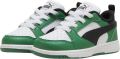 Puma Rebound V6 Lo sneakers wit zwart groen Jongens Meisjes Leer Meerkleurig 26 - Wit