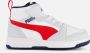 Puma Rebound V6 Mid sneakers lichtgrijs zwart rood Jongens Meisjes Imitatieleer 35 - Thumbnail 3