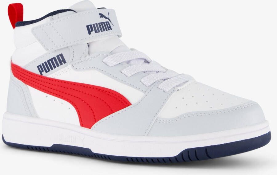 Puma Rebound V6 Mid sneakers lichtgrijs zwart rood Jongens Meisjes Imitatieleer 30 - Foto 2