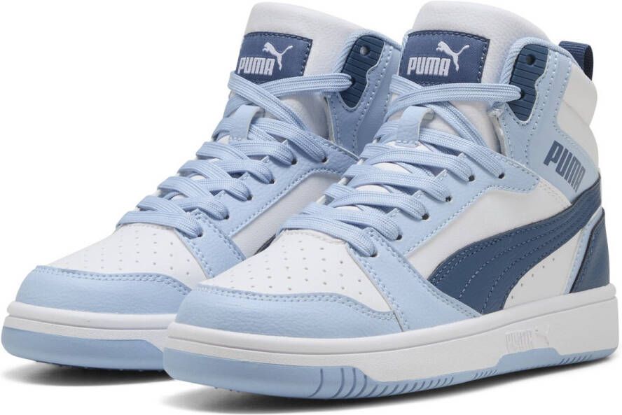 PUMA Rebound V6 Mid Jr Unisex Sneakers White-Dark Indigo-Haute Tropic