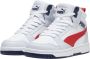 Puma Rebound v6 Mid V6 Mid sneakers lichtgrijs donkerblauw rood Jongens Meisjes Imitatieleer 39 - Thumbnail 10