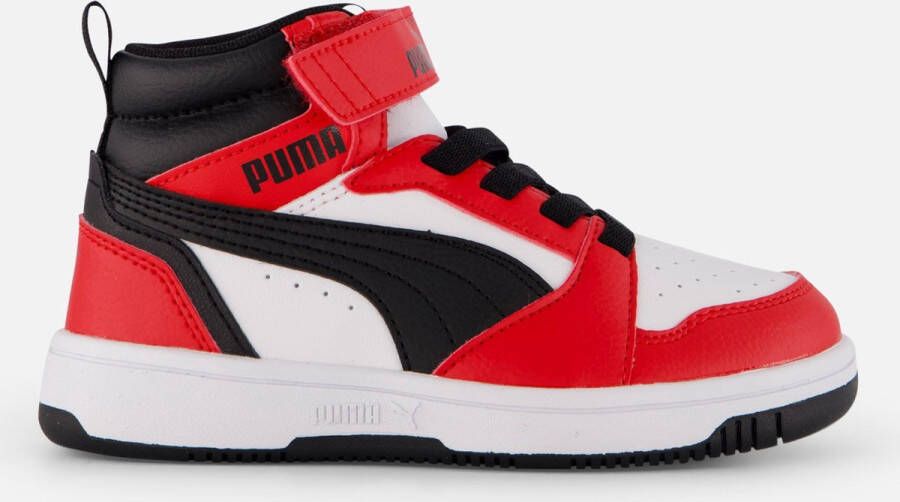 Puma Rebound v6 Mid V6 Mid sneakers wit zwart rood Imitatieleer 34 - Foto 3