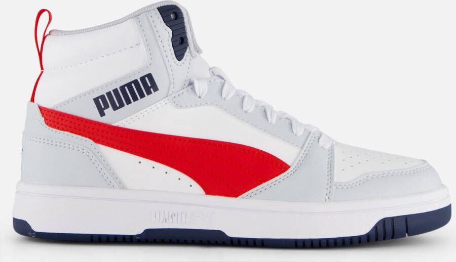 Puma Rebound V6 Mid sneakers lichtgrijs donkerblauw rood Imitatieleer 35.5 - Foto 2