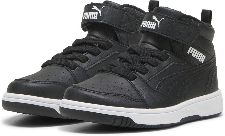 Puma Rebound V6 Mid sneaker zwart wit Jongens Meisjes Imitatieleer 36 Sneakers