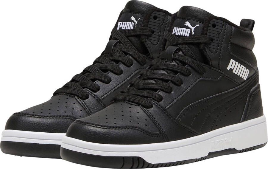 Puma Rebound V6 Mid sneaker zwart wit Jongens Meisjes Imitatieleer 39 Sneakers