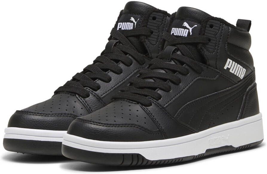 Puma Rebound V6 Mid sneaker zwart wit Jongens Meisjes Imitatieleer 36 Sneakers